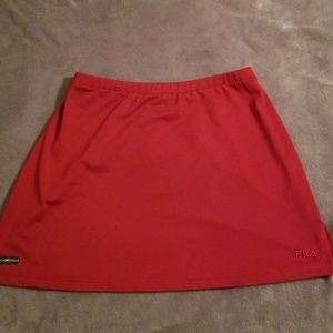 Red FILA workout skirt.